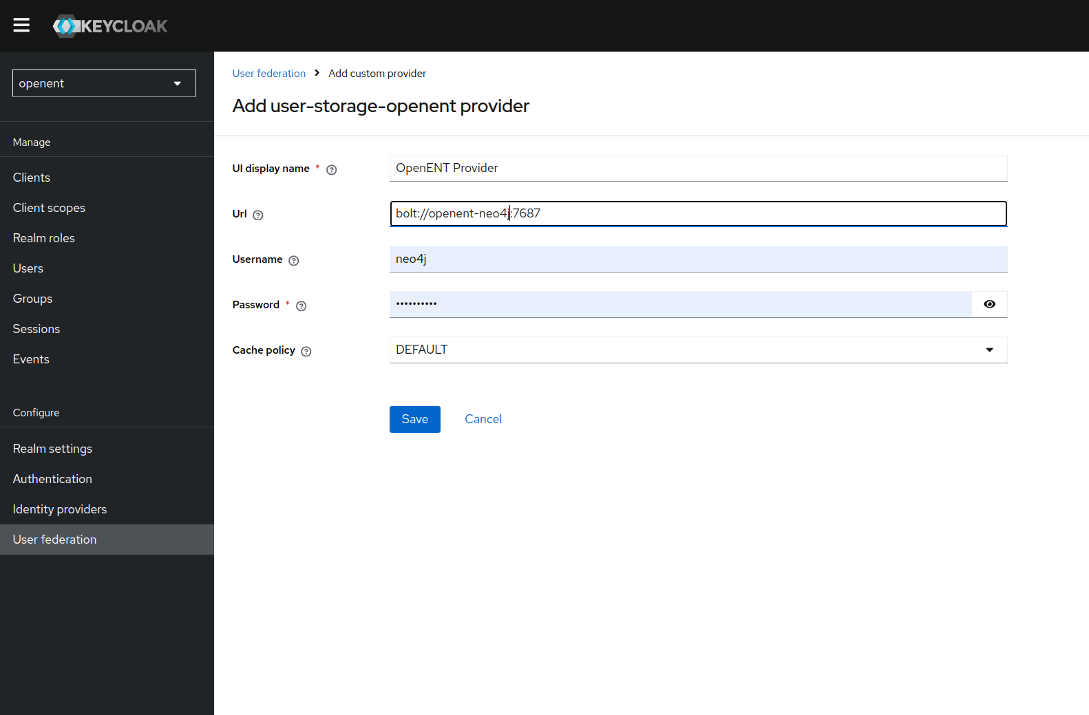 Configure user provider
