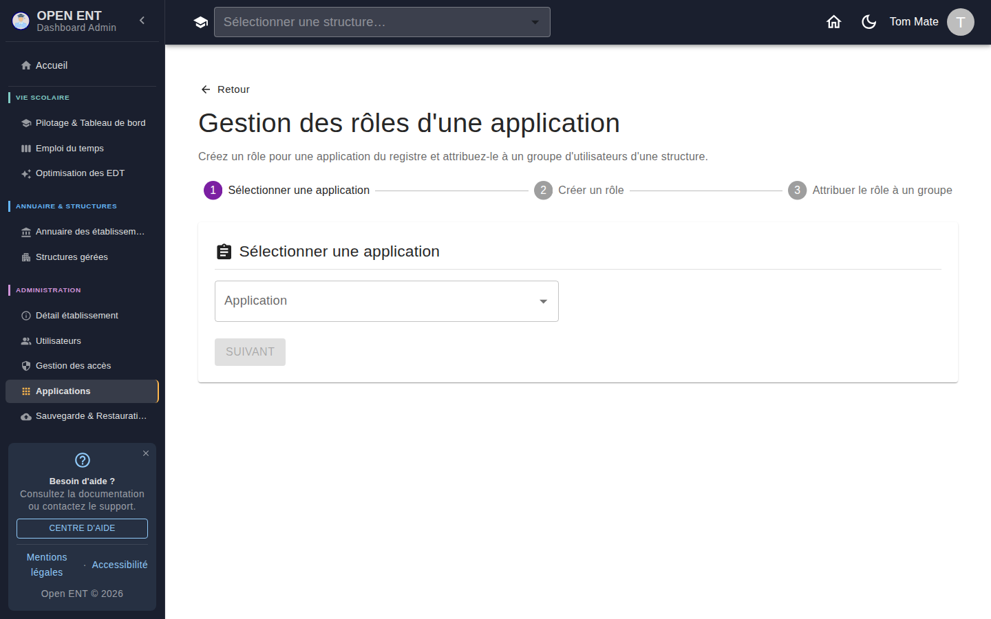 Rôles d'application — regroupement des actions d'une application en droits attribuables