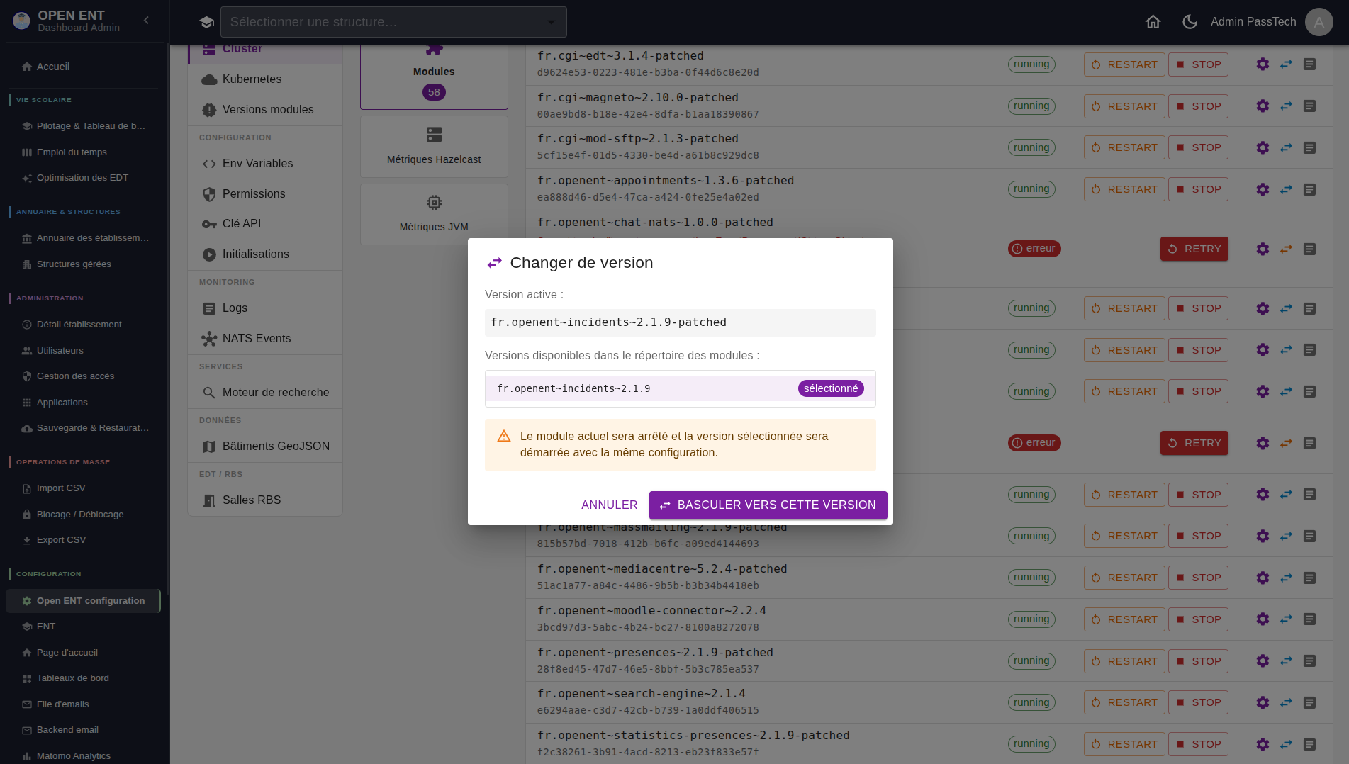 Changement de version d'un module à chaud sans interruption de service (avec redémarrage d'un POD dans Kubernetes ou au sein d'une JVM)