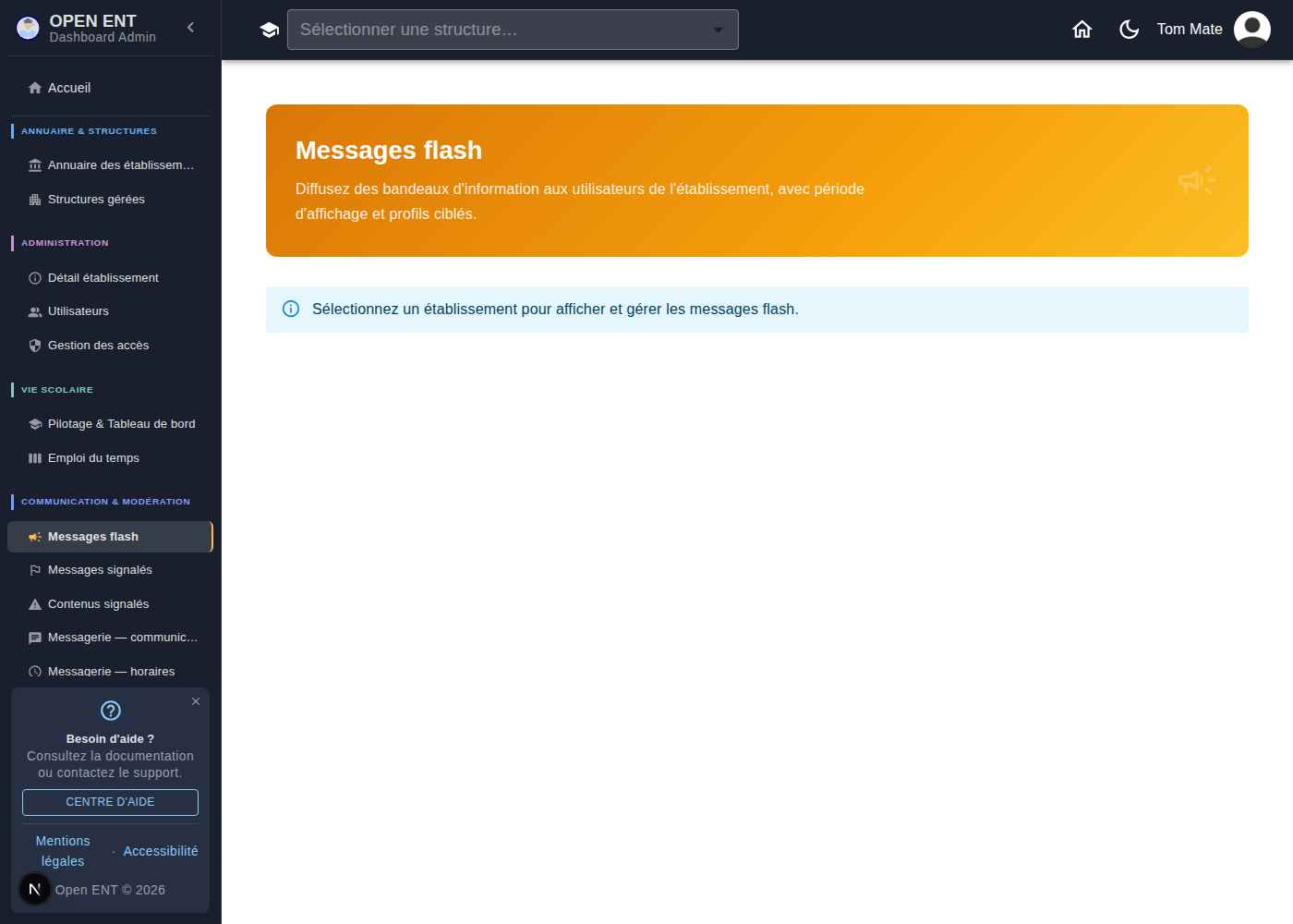 Messages flash : diffuser des bandeaux d'information avec période d'affichage et profils ciblés
