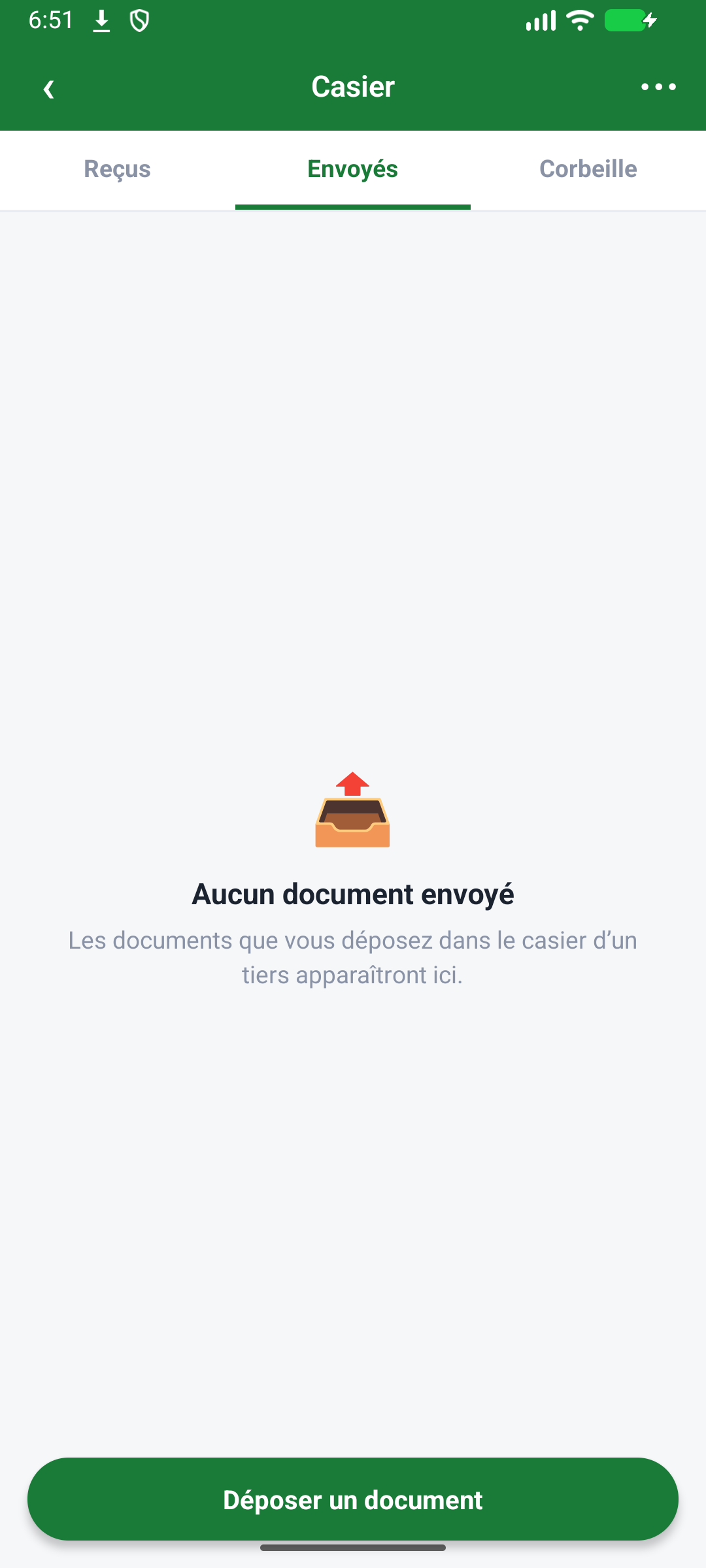 Envoyés — état vide expliqué