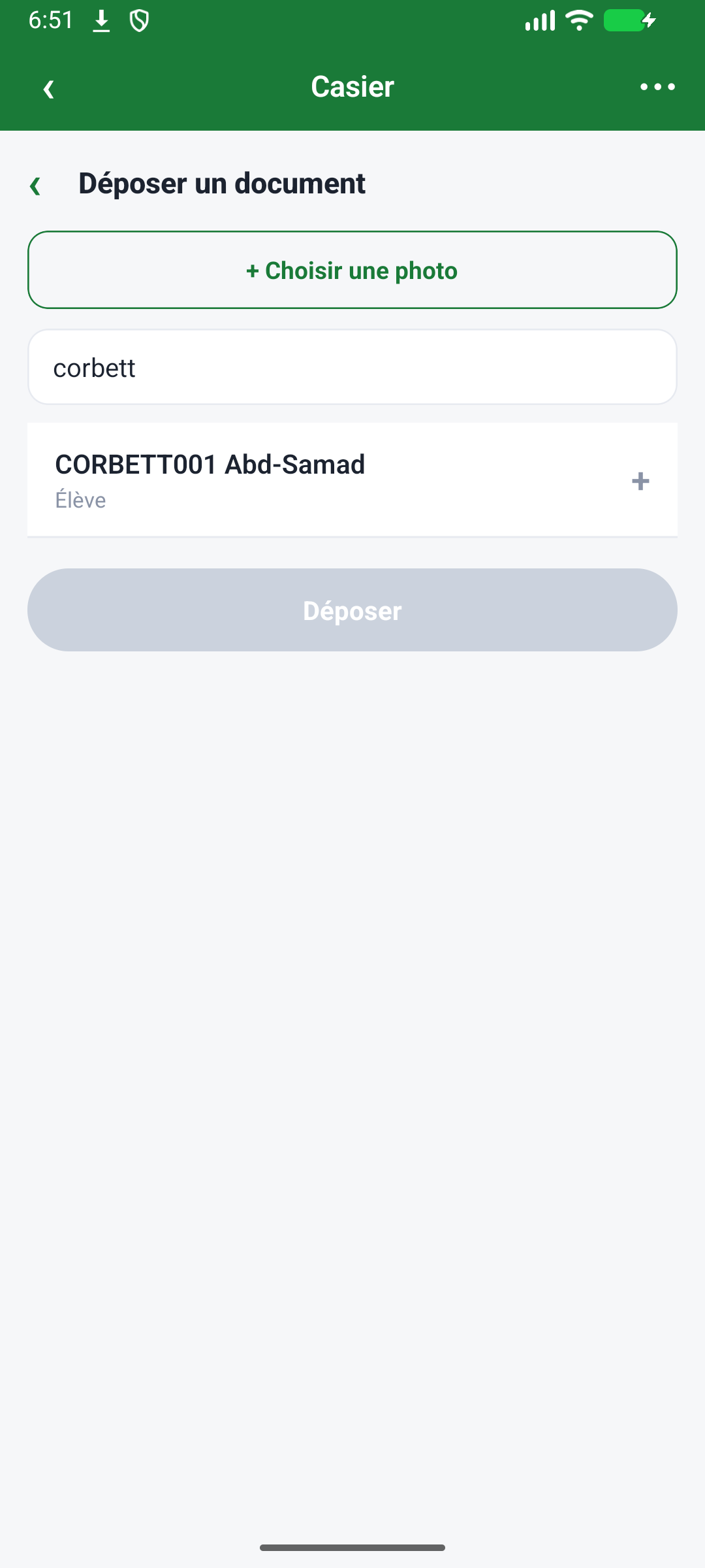 Dépôt — destinataires réels servis par le serveur