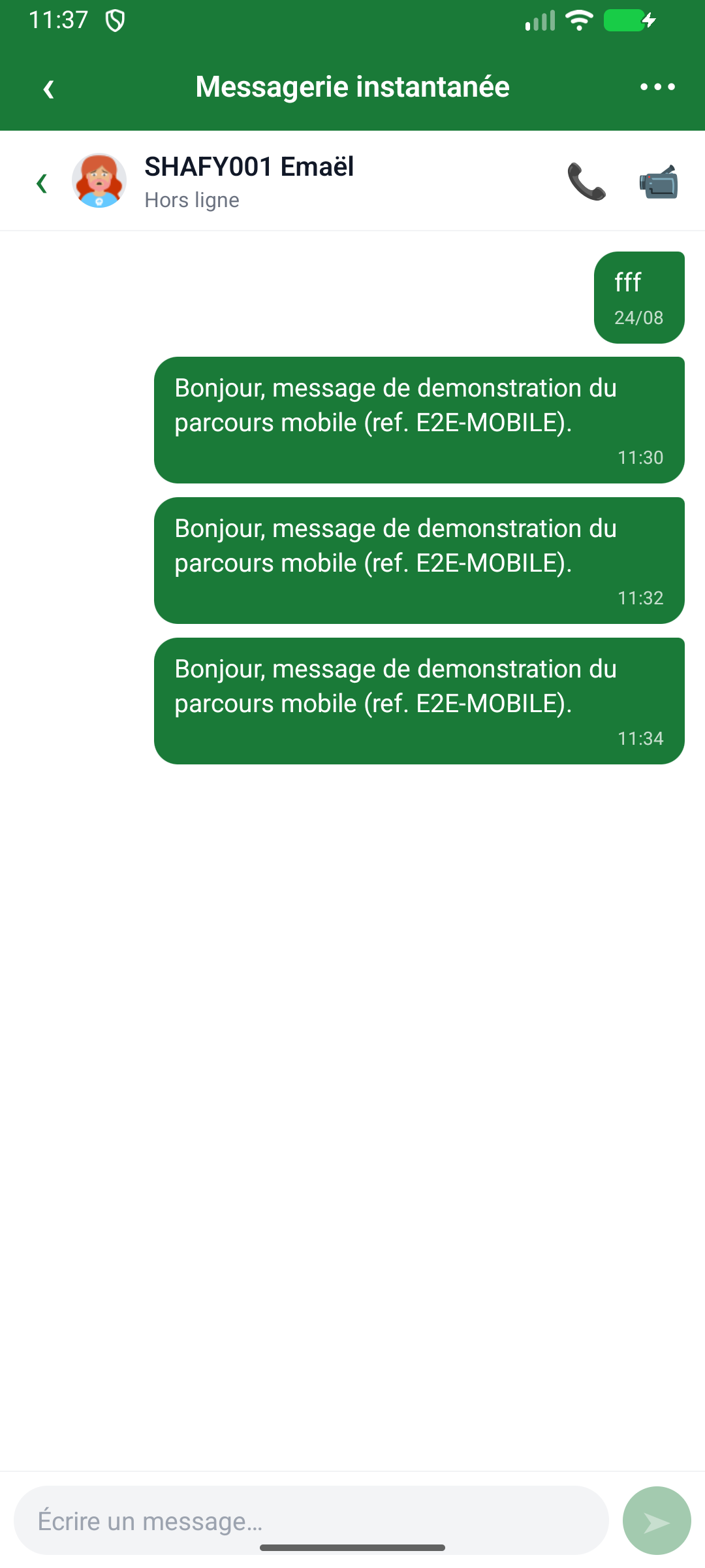 Appel audio et visio dans l'en-tête