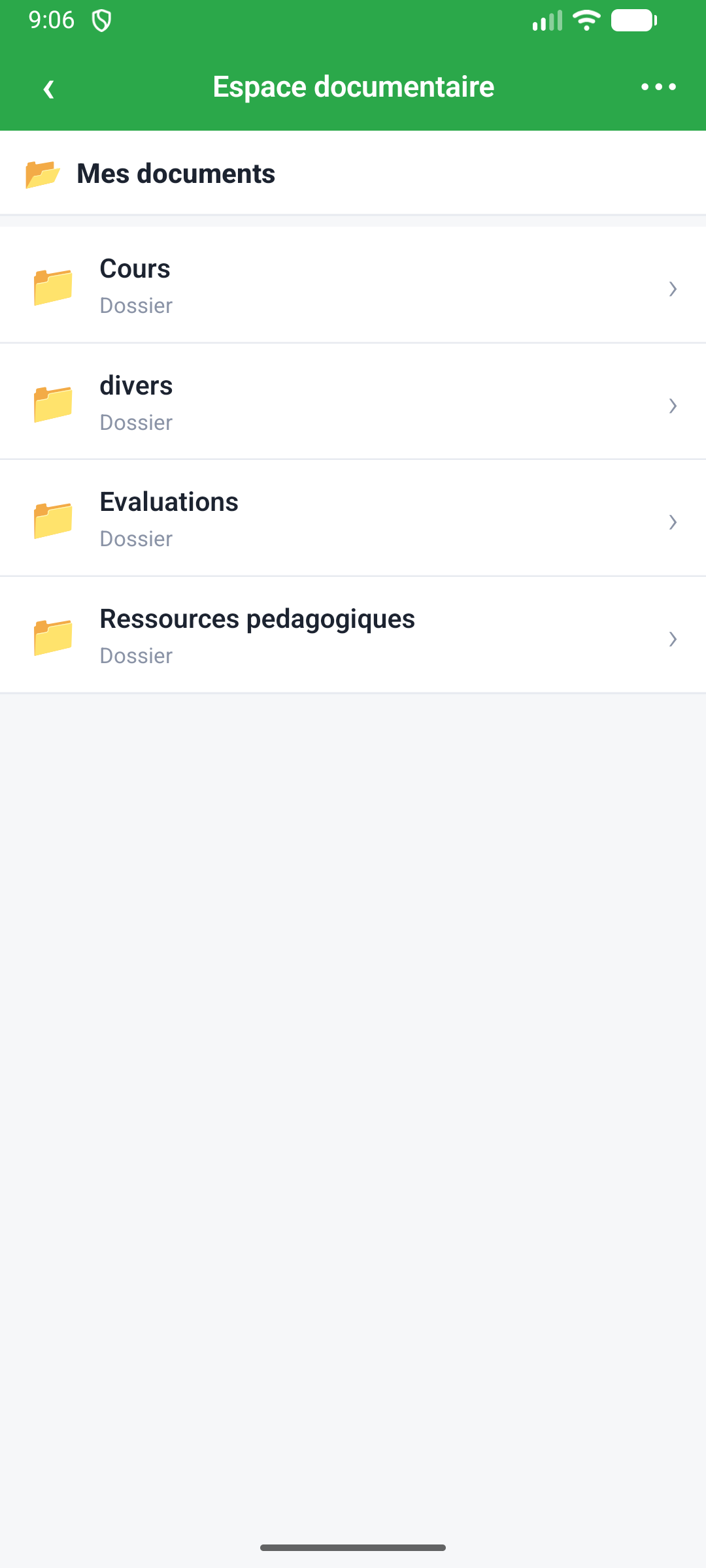 Racine « Mes documents » — dossiers réels
