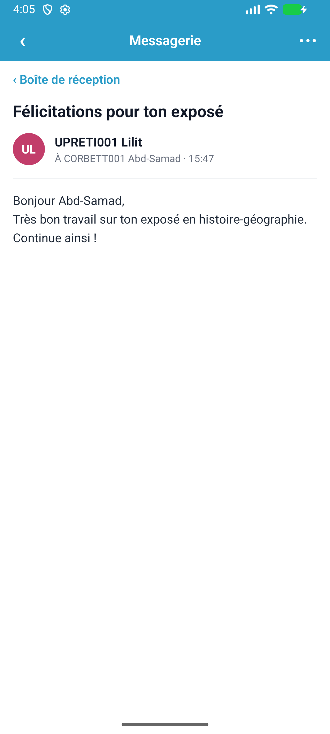 Lecture d'un message
