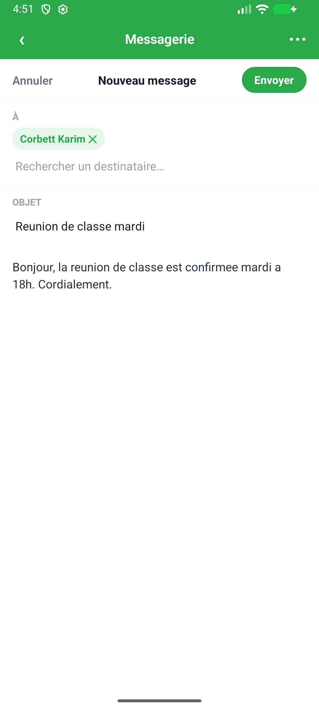Rédaction d'un message