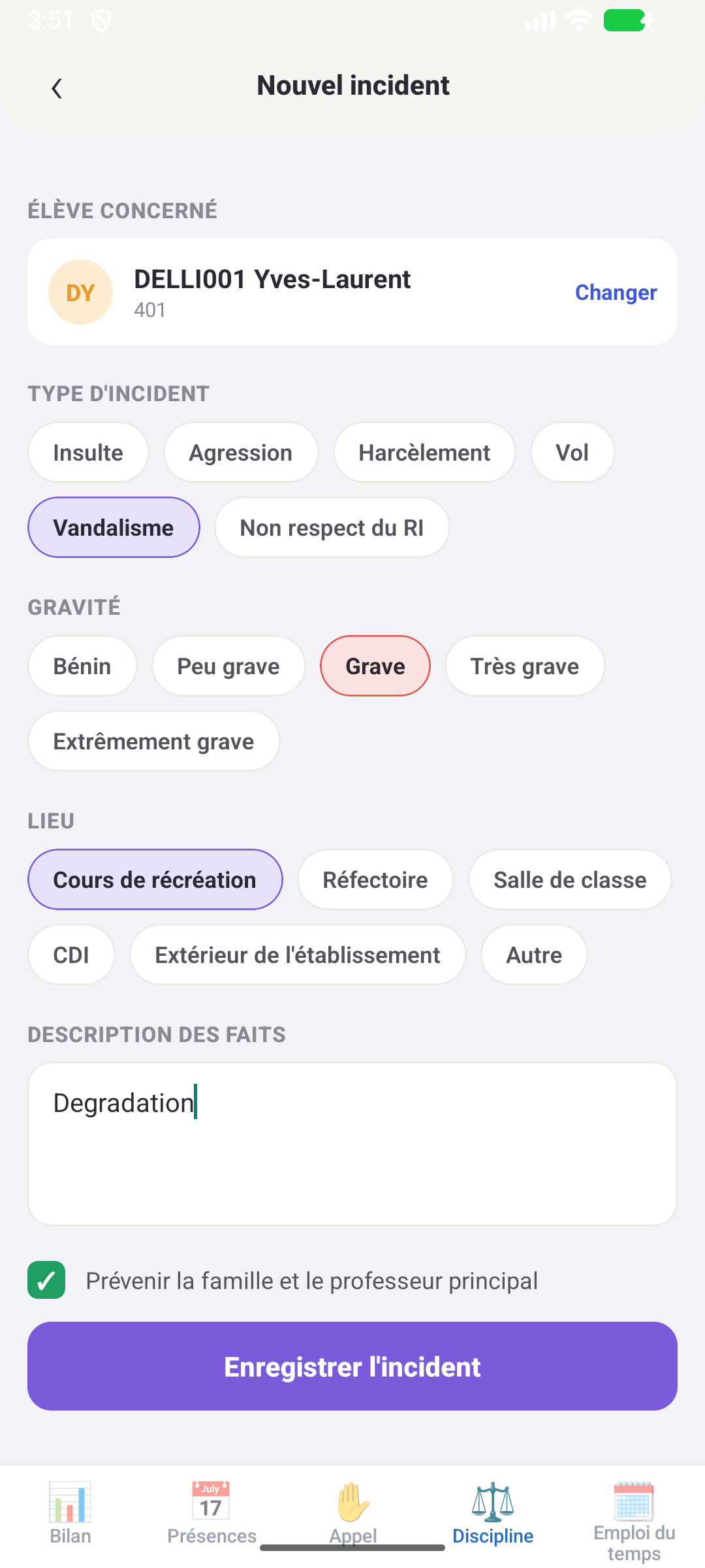Nouvel incident