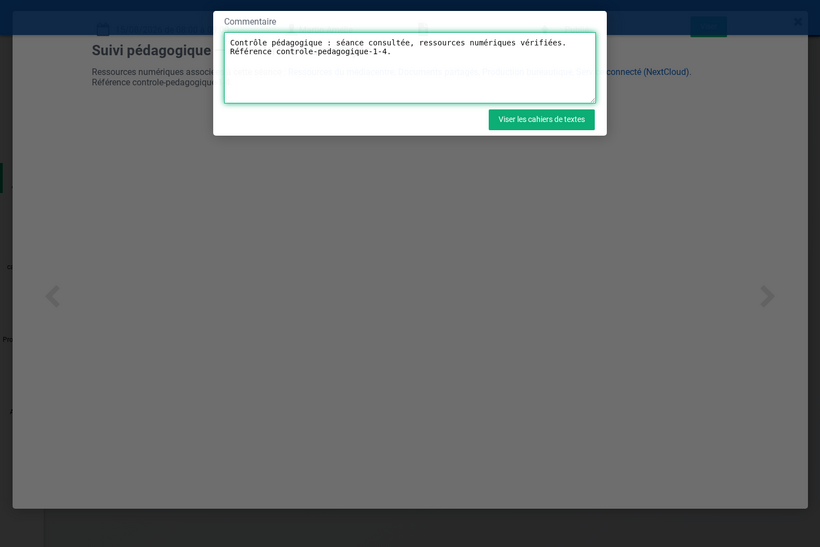 Apposition du visa : commentaire de l'inspectrice avant validation