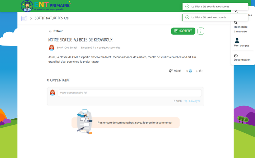 Le billet publié dans le blog