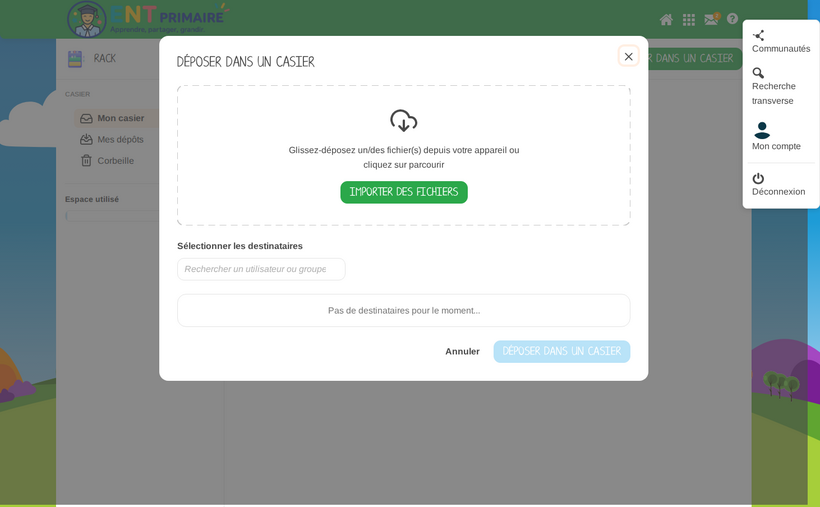 Déposer un fichier volumineux dans un casier