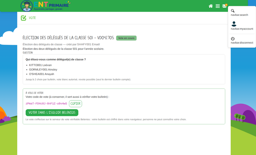 Code de vote personnel et accès à l'isoloir
