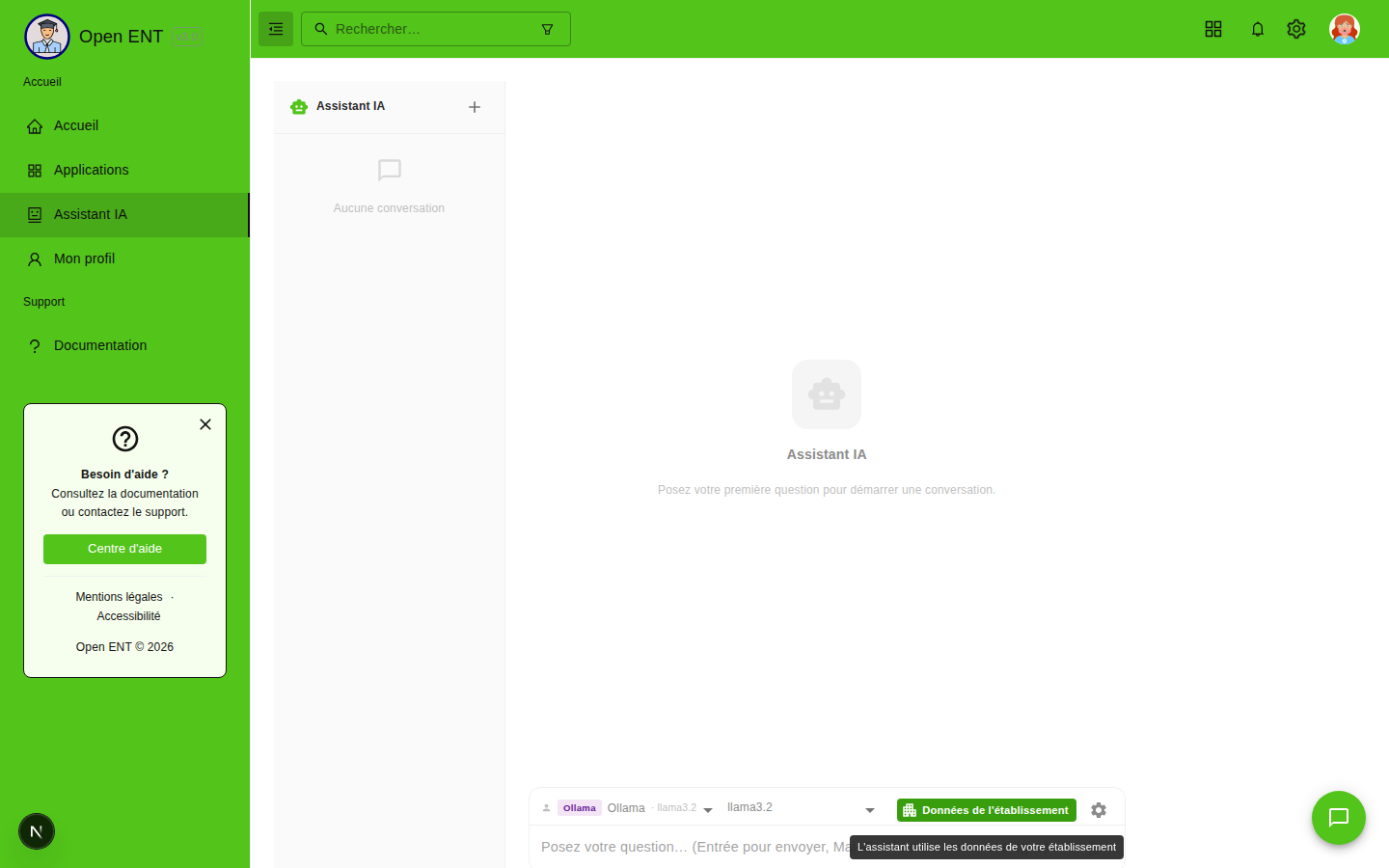 Activation du mode « Données de l'établissement »