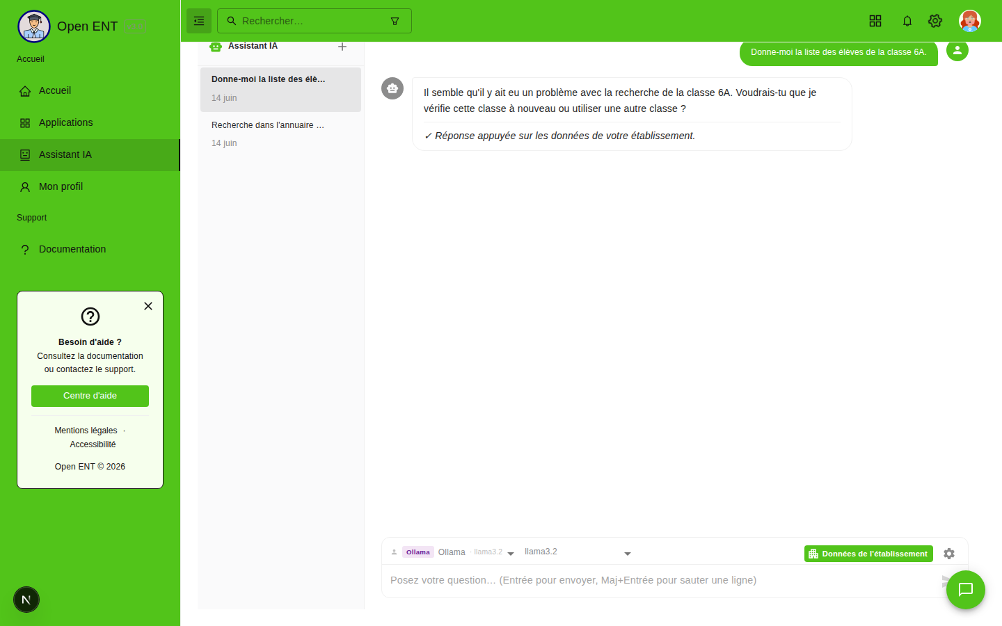 Annuaire : élèves d'une classe (getClassRoster)