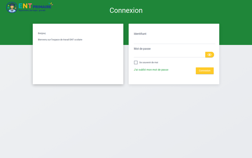 Page de connexion 1er degré — le lien « J'ai oublié mon mot de passe »