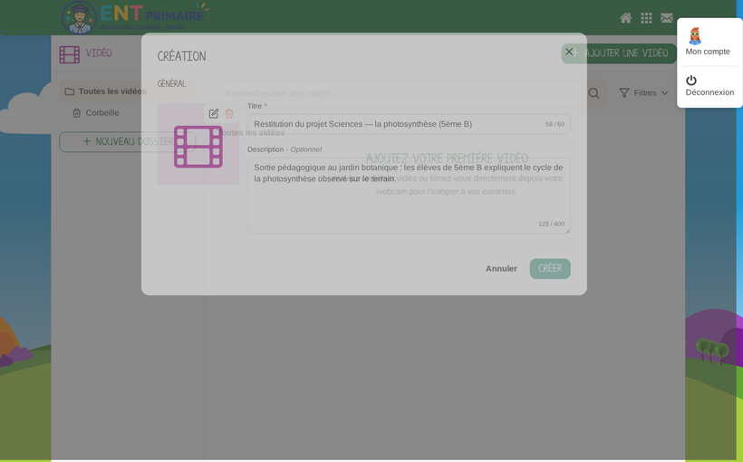 Création d'une fiche vidéo : titre et description